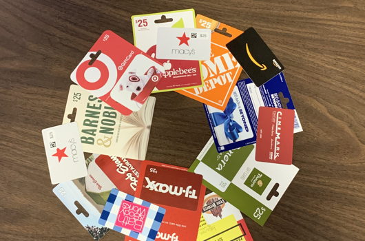 Gift card raffle display